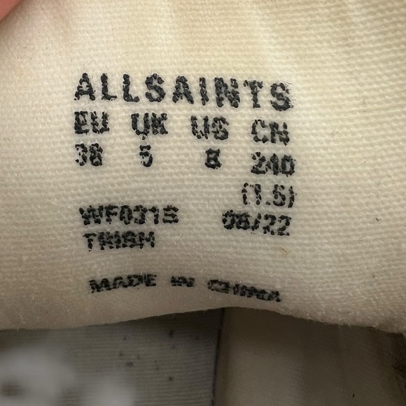 All Saints Trish Leather Trainers Sneakers Lace‎ Up Low Top Chalk White Size 8 - Picture 7 of 7